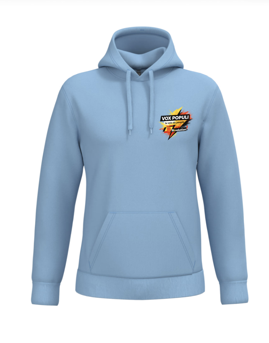 Hellblauer Kapuzenpullover „VOX POPULI“