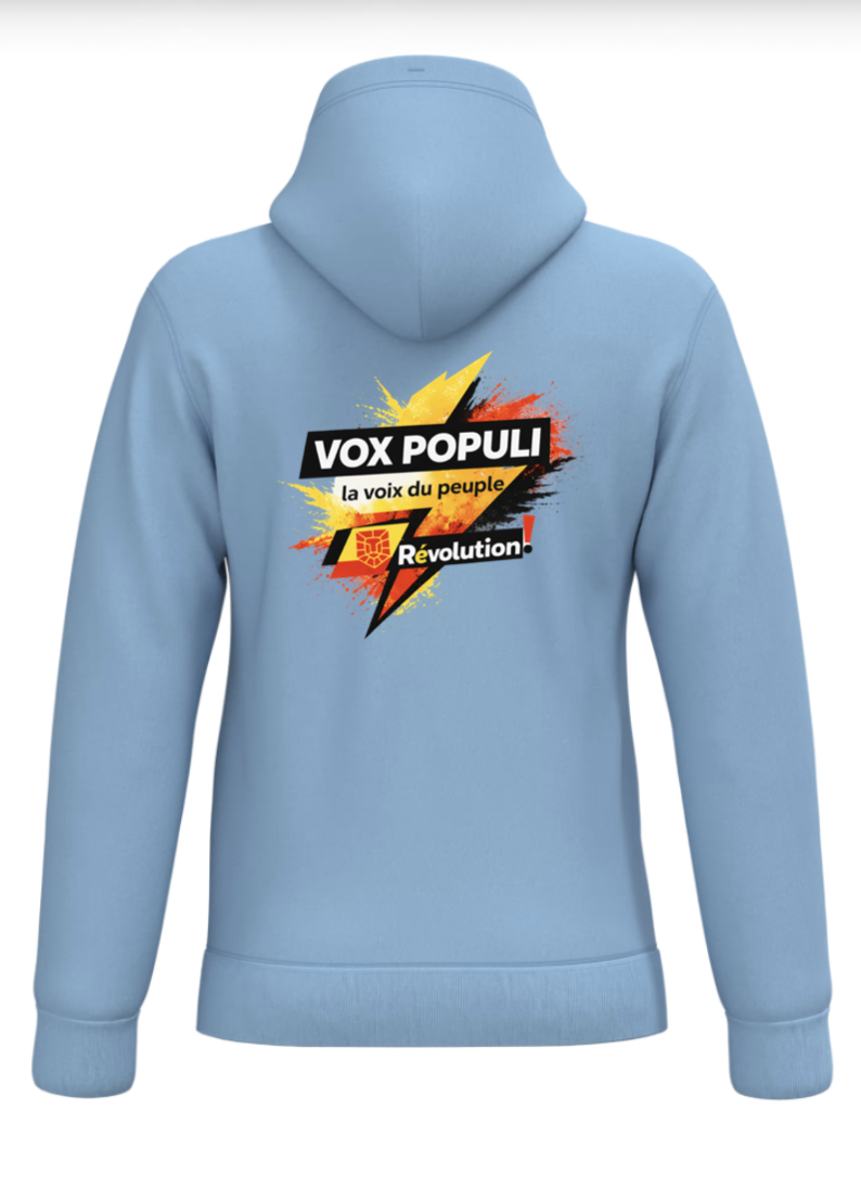 Hellblauer Kapuzenpullover „VOX POPULI“